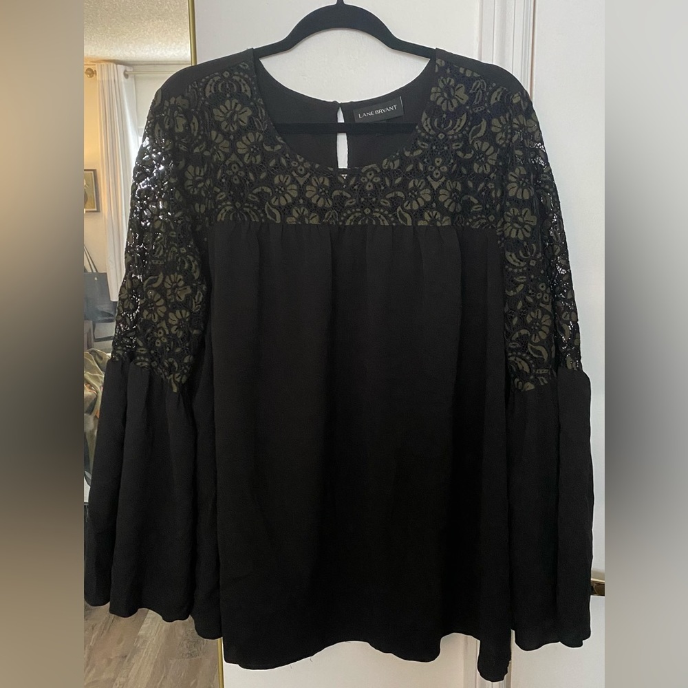 Lane Bryant Black Long Sleeve Top Size 20